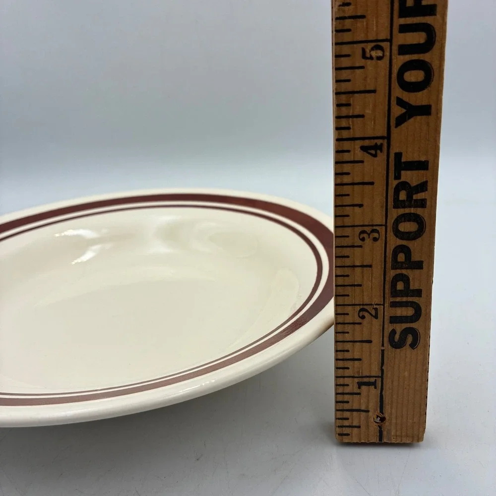 Vintage Restaurant Ware Bowls Set 3 Cream Brown Stripe Rimmed Soup Serving